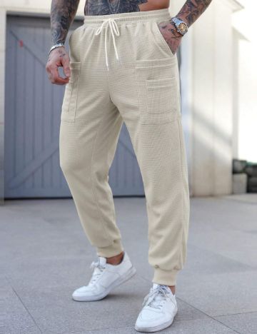 Pantaloni Shein MANFINITY, crem