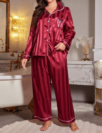 Compleu pijamale Shein Curve+, vișiniu