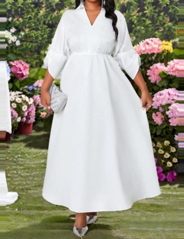 Rochie maxi Shein Curve+, alb