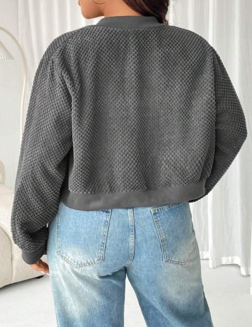 Bluză cu fermoar Shein Curve+, gri