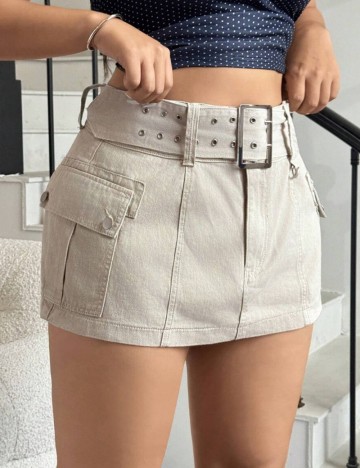 Fustă mini Shein Curve+, bej