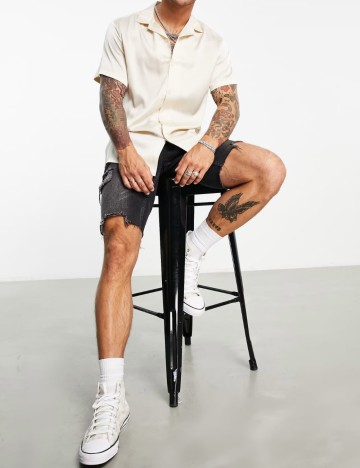 Cămașă cu m&acirc;necă scurtă ASOS, bej