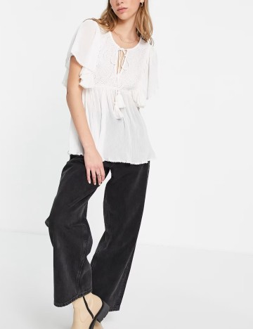 Cămașă cu m&acirc;necă scurtă ASOS, alb