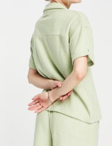 Cămașă cu m&acirc;necă scurtă ASOS, verde