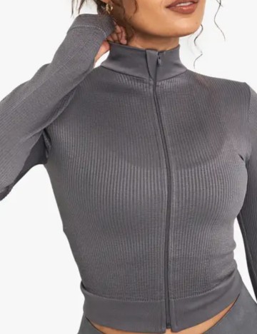 Bluză cu fermoar Boohoo, gri