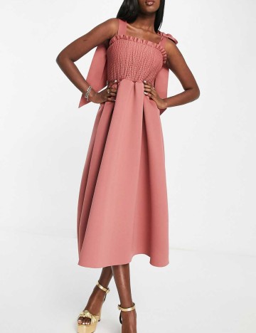 Rochie midi ASOS, roz