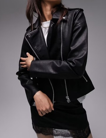 Geacă Imitație Piele Topshop, negru