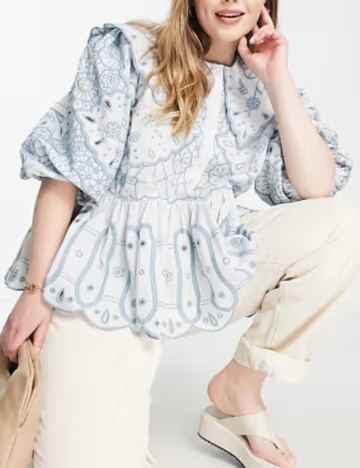 Cămașă cu m&acirc;necă scurtă ASOS, albastru