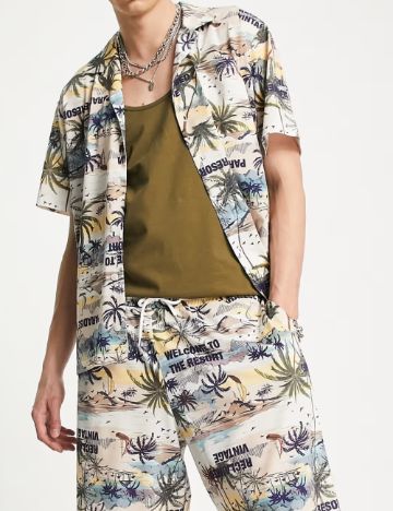 Cămașă cu m&acirc;necă scurtă Reclaimed vintage, mix culori