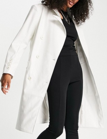 Trench imitație de piele Amy Lynn, alb