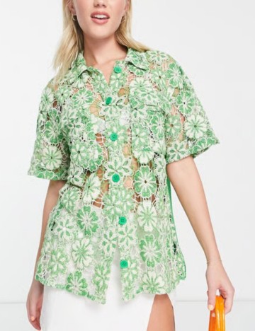 Cămașă cu m&acirc;necă scurtă ASOS, verde