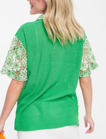 Cămașă cu m&acirc;necă scurtă ASOS, verde