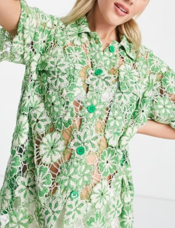 Cămașă cu m&acirc;necă scurtă ASOS, verde