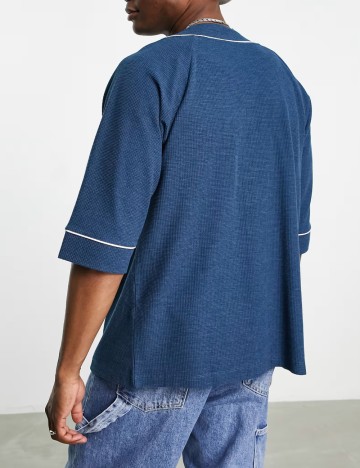 Cămașă cu m&acirc;necă scurtă ASOS, albastru