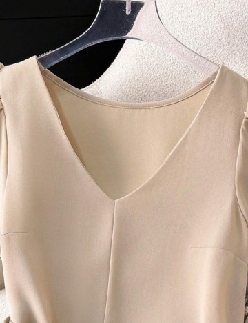 Cămașă cu m&acirc;necă scurtă Shein, bej