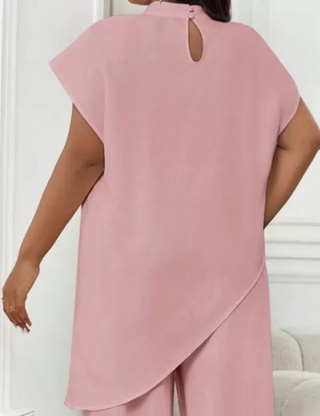 Cămașă cu m&acirc;necă scurtă Shein Curve+, roz