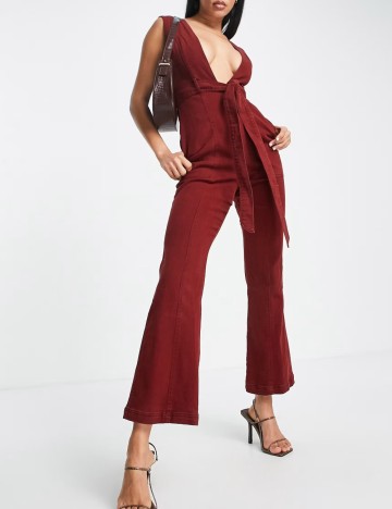 Salopetă de blugi ASOS, vișiniu