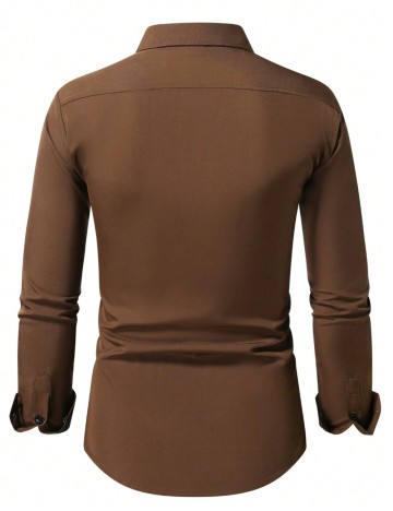 Cămașă Shein MANFINITY, maro