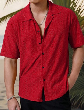 Cămașă cu m&acirc;necă scurtă Shein MANFINITY, roșu