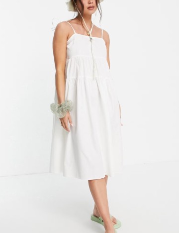 Rochie midi ASOS, alb