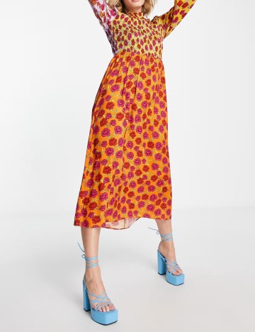 Rochie midi NEVER FULLY DRESSED, mix culori