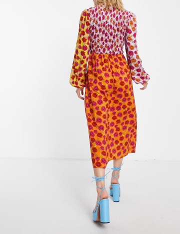 Rochie midi NEVER FULLY DRESSED, mix culori