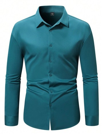 Cămașă Shein MANFINITY, turcoaz