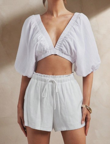 Pantaloni scurți Shein, alb