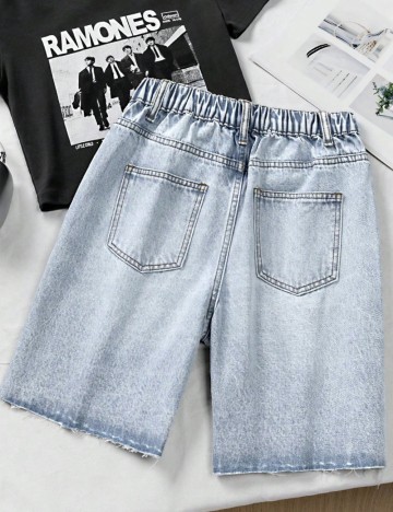 Pantaloni scurți de blugi Shein, albastru