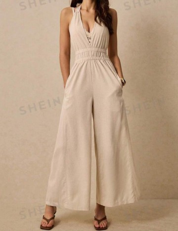 Salopetă lungă Shein Po&eacute;selle, bej