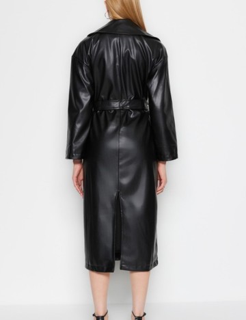 Trench imitație de piele TRENDYOL, negru