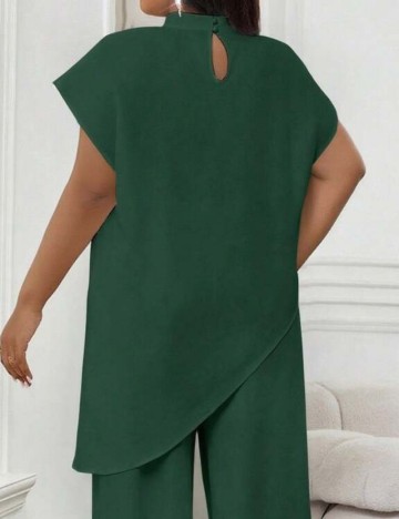 Cămașă cu m&acirc;necă scurtă Shein Curve+, verde