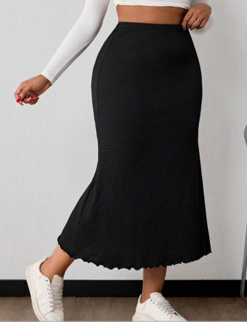 Fustă midi Shein Curve+, negru