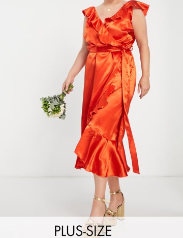 Rochie midi ASOS, portocaliu