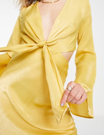 Rochie midi ASOS, galben muștar