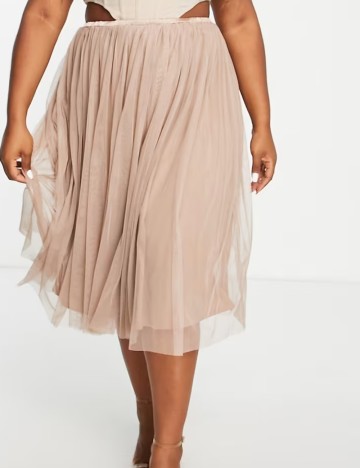 Fustă midi Lace & Beads, maro