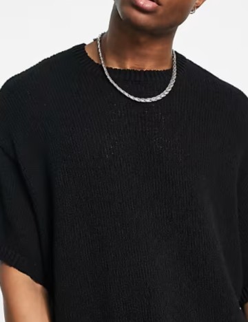 Pulover cu m&acirc;necă scurtă ASOS, negru