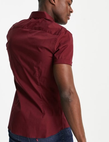 Cămașă cu m&acirc;necă scurtă ASOS, vișiniu