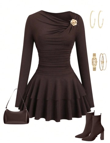 Rochie mini Shein Curve+, maro