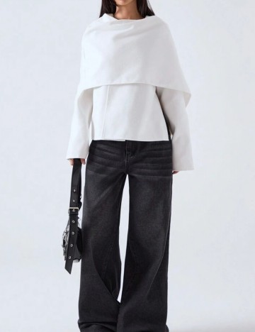 Palton scurt Shein, alb