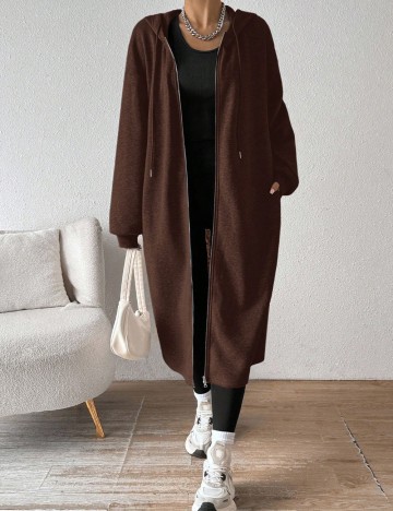 Hanorac lung Shein, maro