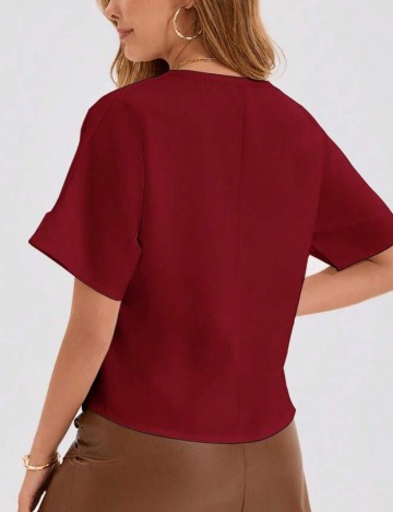 Cămașă cu m&acirc;necă scurtă Shein, roșu