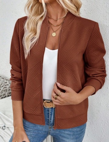 Bluză cu fermoar Shein, maro