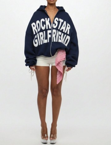 Hanorac Cu Fermoar Shein SUMWON, albastru