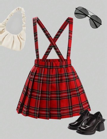 Fustă cu bretele Shein, roșu