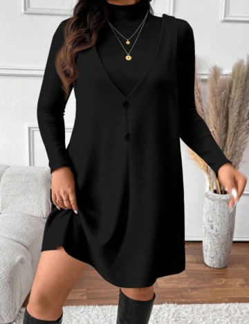 Set Bluză și Sarafan Shein Curve+, negru