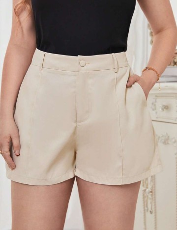 Pantaloni scurți Shein Curve+, crem