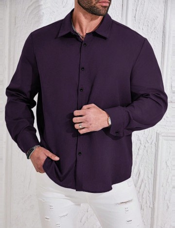 Cămașă Shein MANFINITY, mov