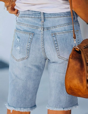 Pantaloni scurți de blugi Shein, albastru