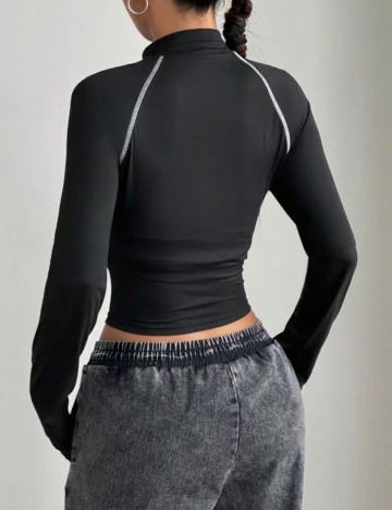 Bluză cu fermoar Shein, negru